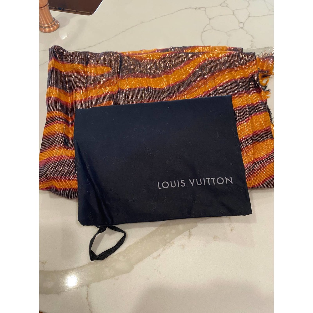 Sold Louis Vuitton Stephen Sprouse Tiger Print Metallic Stole Scarf Dust Bag - Picture 2 of 4